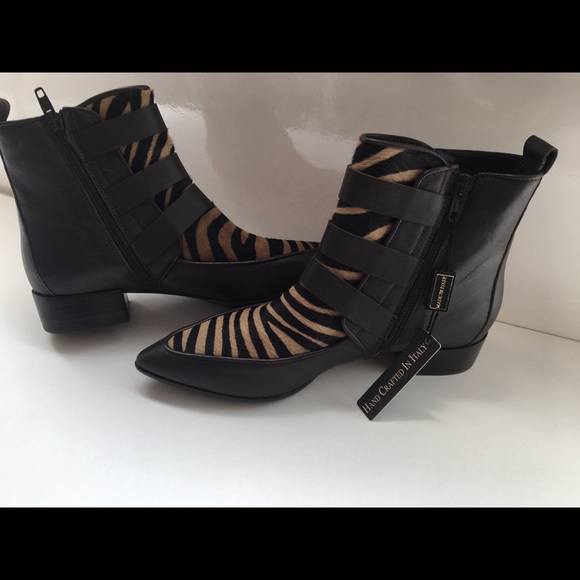 Napoleoni brown zebra print booties - Picture 2 of 3